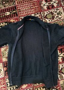 navy blue full-zip fleece jacket