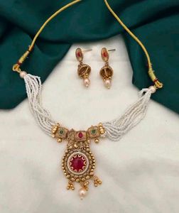 Pearl and Ruby Necklace Set