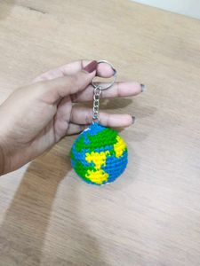 Handmade Crochet Earth Keychain
