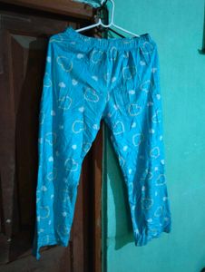 length 34half,Blue Heart Print Pyjama Bottoms