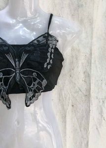 Black Butterfly  Crop Top