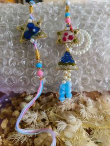 Handmade resin couple rakhi