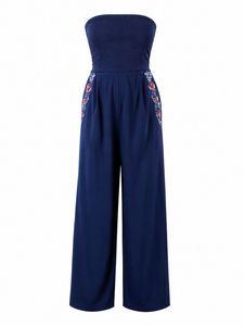 Navy blue strapless jumpsuit