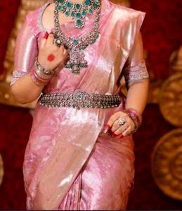 Elegant baby pink Silk Saree 💕