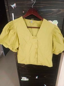 Stylish Yellow Puff Sleeve Top