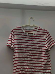 ZARA Classic Red &amp; White Striped T-Shirt