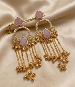 Elegant Dangle Earrings with Pink Stones
