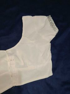 Elegant White Blouse with Silver Detail