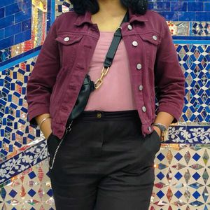 Tokyo Talkies Burgundy Denim Jacket