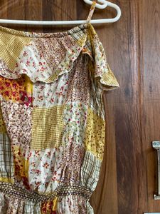Boho Patchwork Off-Shoulder Top