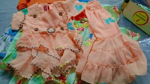 New Cute Pink Pleated Skirt and Top Set