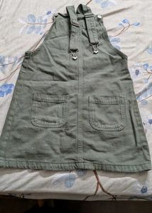 Olive Green Pinafore Dress denim