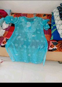 Blue Chikankari Kurti with inner