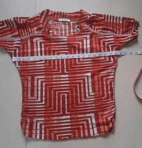 Unique Geometric Print Red Top