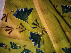 Olive Green Floral Print Saree