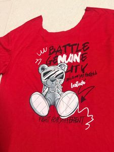 Cool Red Graphic Bear T-Shirt
