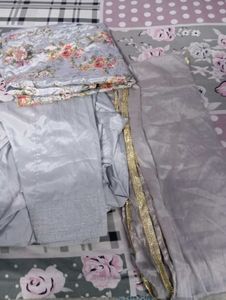 Elegant Grey Floral Kurta Set
