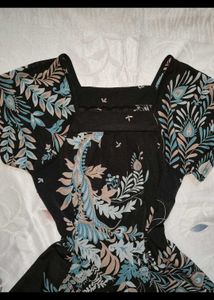 Boho Black Floral Print Top