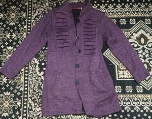 Purple Textured Button-Up Jacket