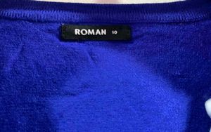 Blue Long Sleeve Knit Top with Button Detail