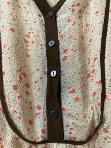 Vintage Peach Floral Korean Dress