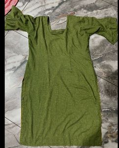 Green Kurta Set with Yellow Dupatta