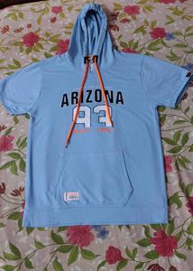 Light Blue Short Sleeve Hoodie for boys