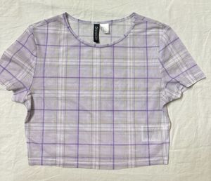 Sheer Plaid Purple Mesh Top