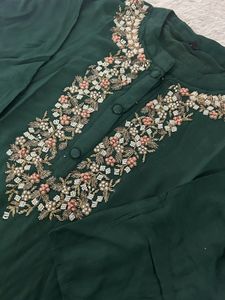 Embellished Emerald Green Kurta Set