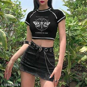 Black Graphic Print short Sleeve Top