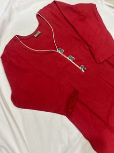 Red kurta with White pant