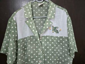 Polka Dot Button-Up Top