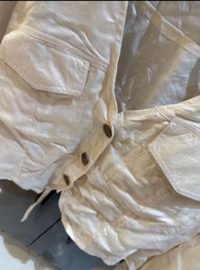 Cream Cropped Button-Up Top