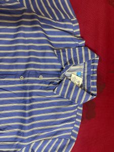 Blue Striped Cropped Shirt