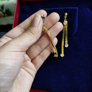 Gold Tone Omega "Choker" Necklace With Channel Set