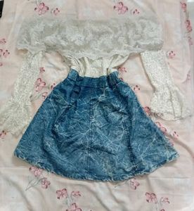 ✨ Vintage Lace & Denim Dress for Sale 💙🤍