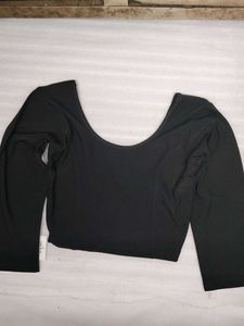 neckbook Black Bell Sleeve Crop Top
