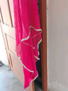 Pink Dupatta with Lace