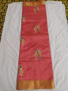 Pink Embroidered Silk Saree