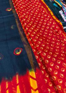 Stylish Black Saree with Red &amp; Yellow Border