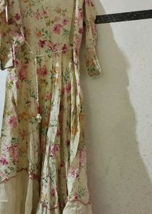 Floral Kurta with Embellished Neckline