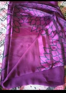 Vibrant Purple Saree with Floral Print