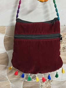 Embroidered Peacock Sling Bag