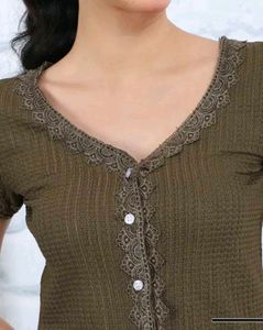 Chic Button-Up Lace Trim Top
