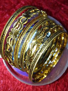 Gold Plated Bangles - Set of 6