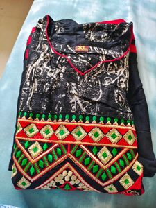 Black Women Embroidery Kurta