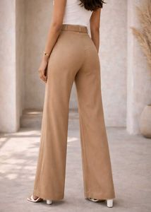 Elegant Tan Wide Leg Trousers