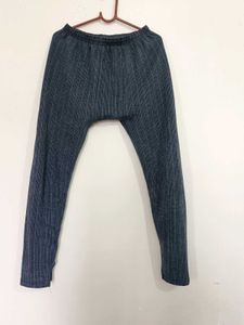 Grey Ribbed Winter Leggings