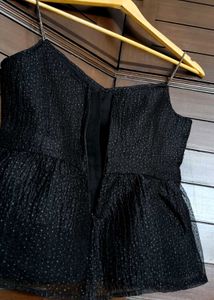 Faballey Party Chic Black Peplum Top