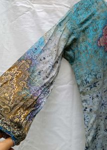 Cotton Blue Printed top of churidar